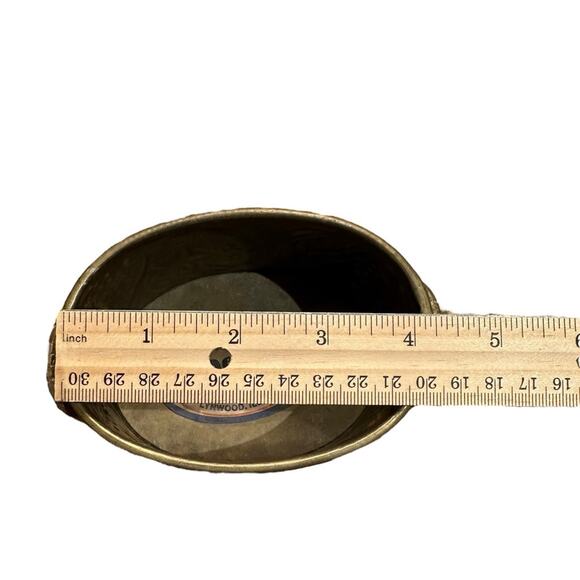 Vintage Oval Brass Container with Handles 3" x 4" - Picture 6 of 6